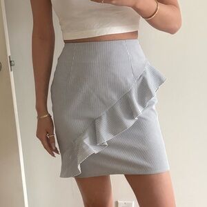 Love LF Striped Ruffle Skirt in Blue and White
